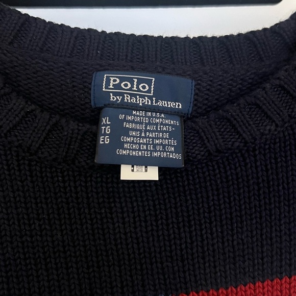 Ralph Lauren Flag Cotton Crewneck Sweater Women’s Navy - Picture 6 of 7